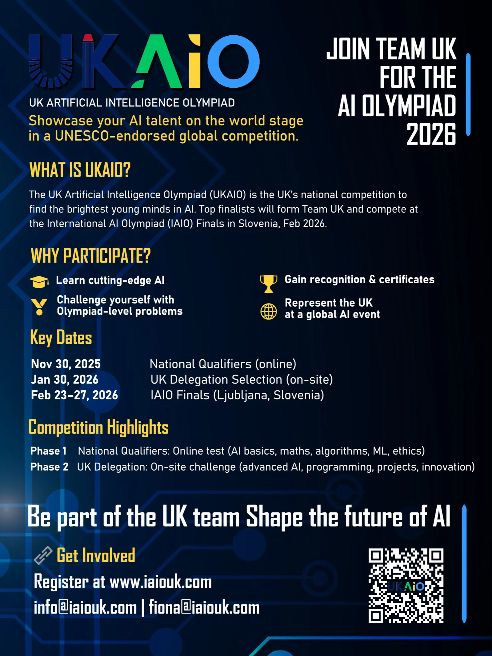 UKAIO 2026 recruitment poster: key dates, competition highlights and how to register